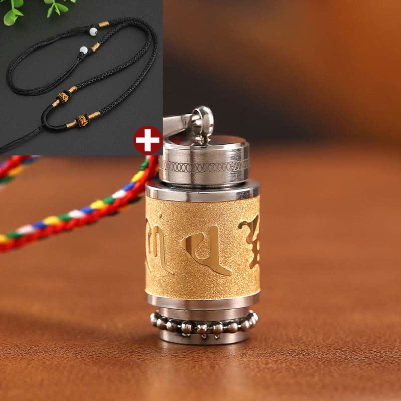 Tibet Om Mani Padme Hum Shurangama Mantra Titanium Steel Wisdom Amulet Necklace Pendant
