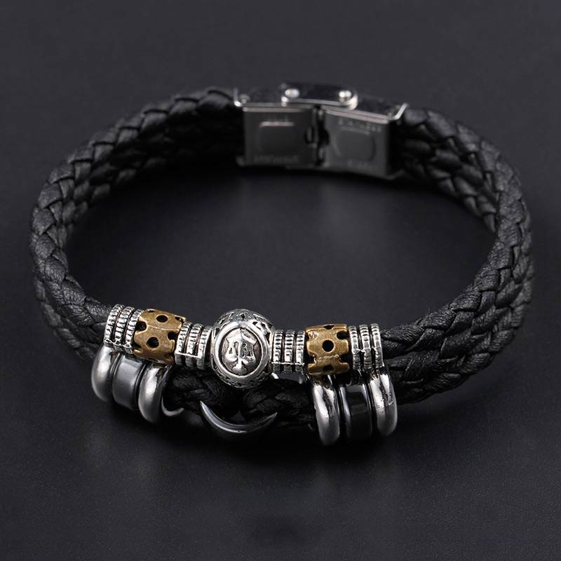 Hematite Grounding Bead Bracelet with 12 Zodiac Constellation Charms