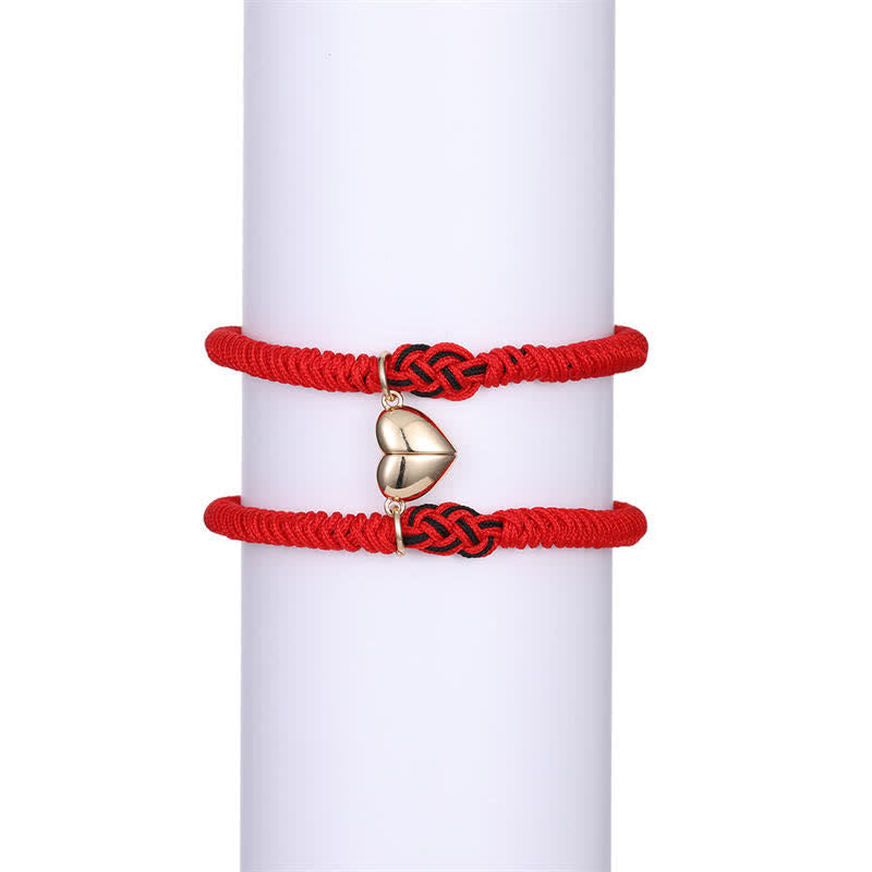 Handmade Tibetan Endless Knot Red String Bracelet Set for Couples, 2Pcs