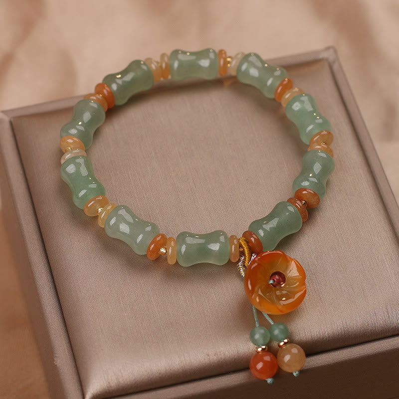 Natural Jade Bamboo Flower Pattern Luck Bracelet
