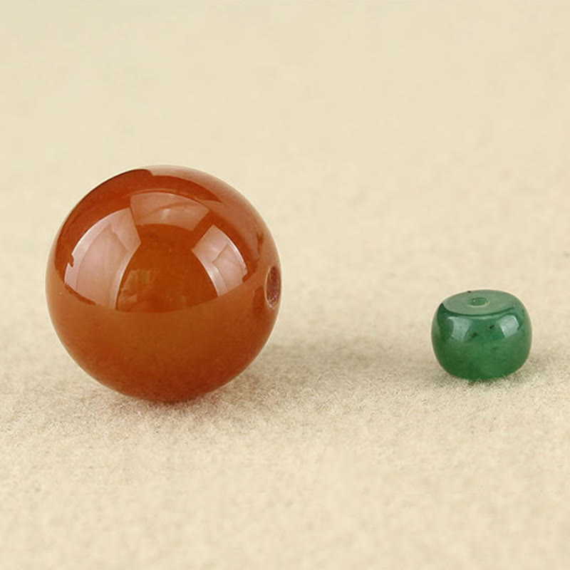 Red Agate Green Aventurine Green Bodhi Seed Bead Calm Leather Rope Necklace Pendant