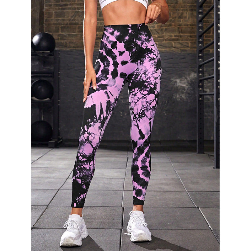 Tie Dye Print Pants Sports Fitness Yoga High Waist Leggings Women's Yoga Pants