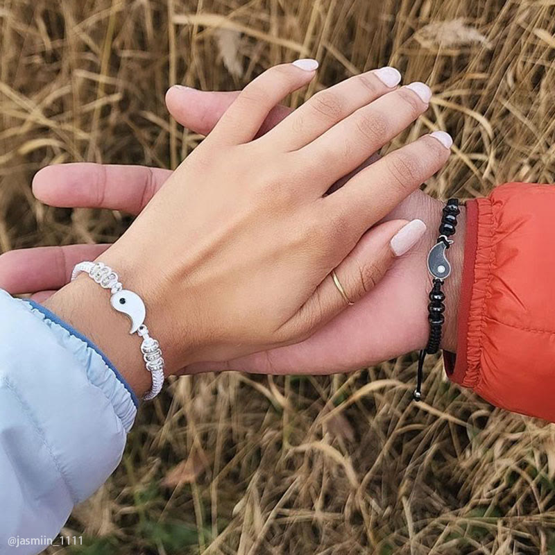 Grounding Hematite Yin Yang Couple Bracelet Set - 2 Pieces