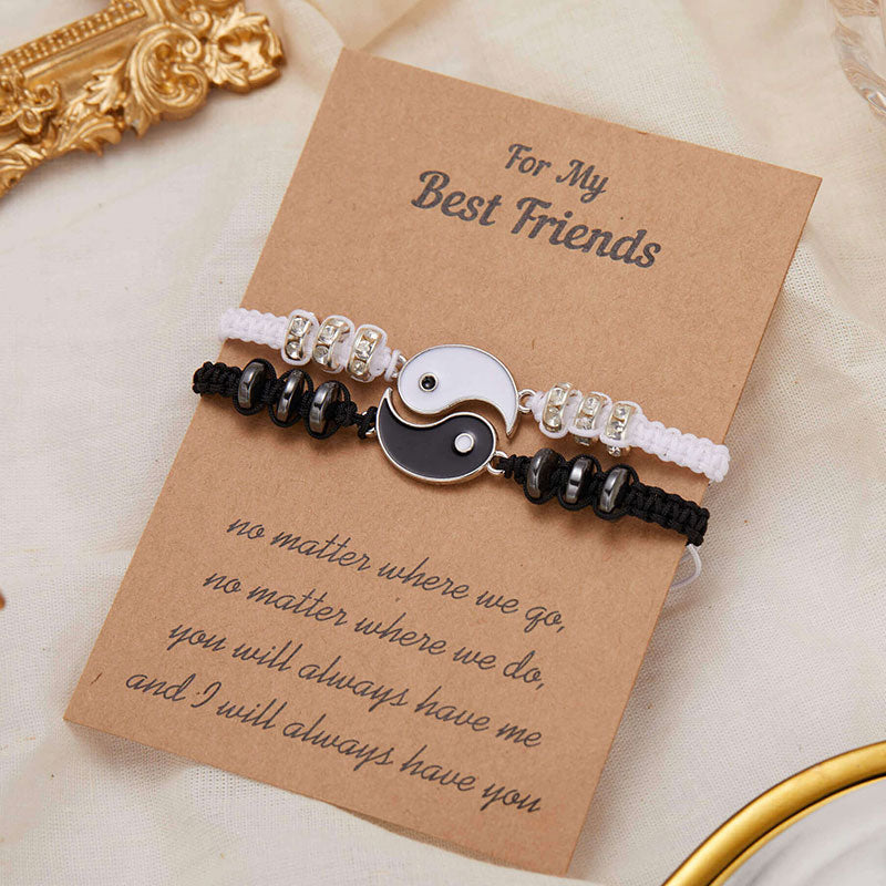 Grounding Hematite Yin Yang Couple Bracelet Set - 2 Pieces
