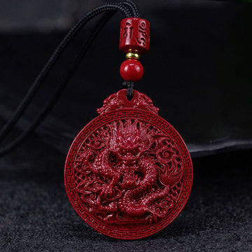 Year of the Dragon Natural Cinnabar Dragon Protection Necklace Pendant