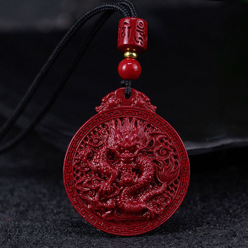Year of the Dragon Natural Cinnabar Dragon Protection Necklace Pendant