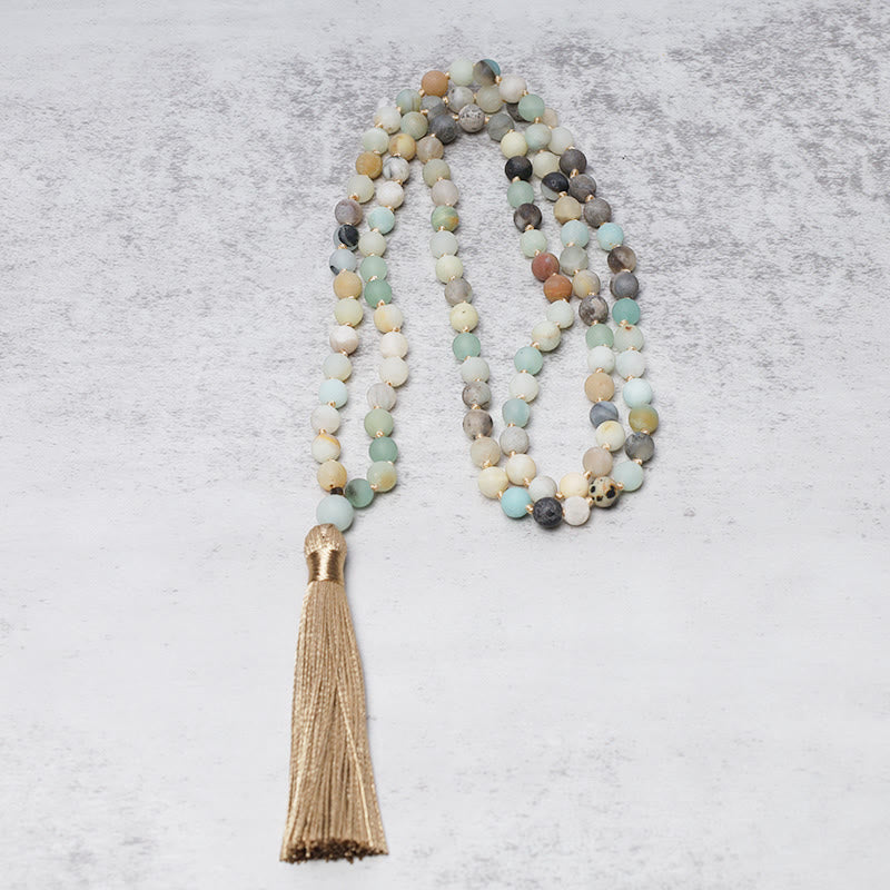 108 Amazonite Beads Tassel Mala Bracelet