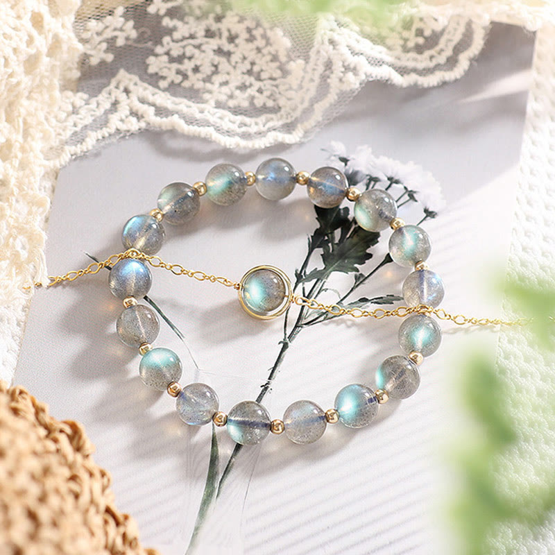 14k Gold Plated Natural Moonstone Healing Love Bracelet