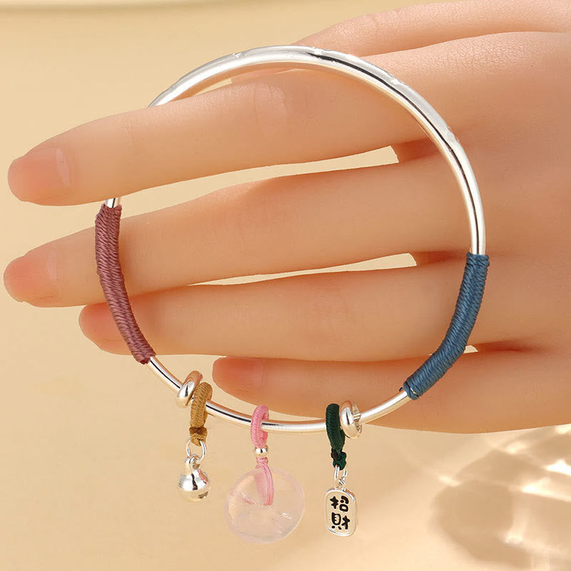 Pink Crystal Peace Buckle Lucky Flower Love Bracelet Bangle