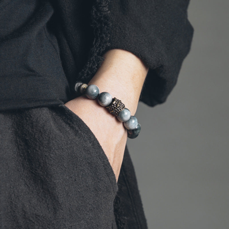 Eagle's Eye Stone Ebony Wood Copper Confidence Couple Bracelet