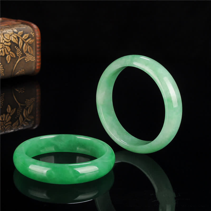 Authentic Natural Jade Stone Polished Solid Bangle Bracelet
