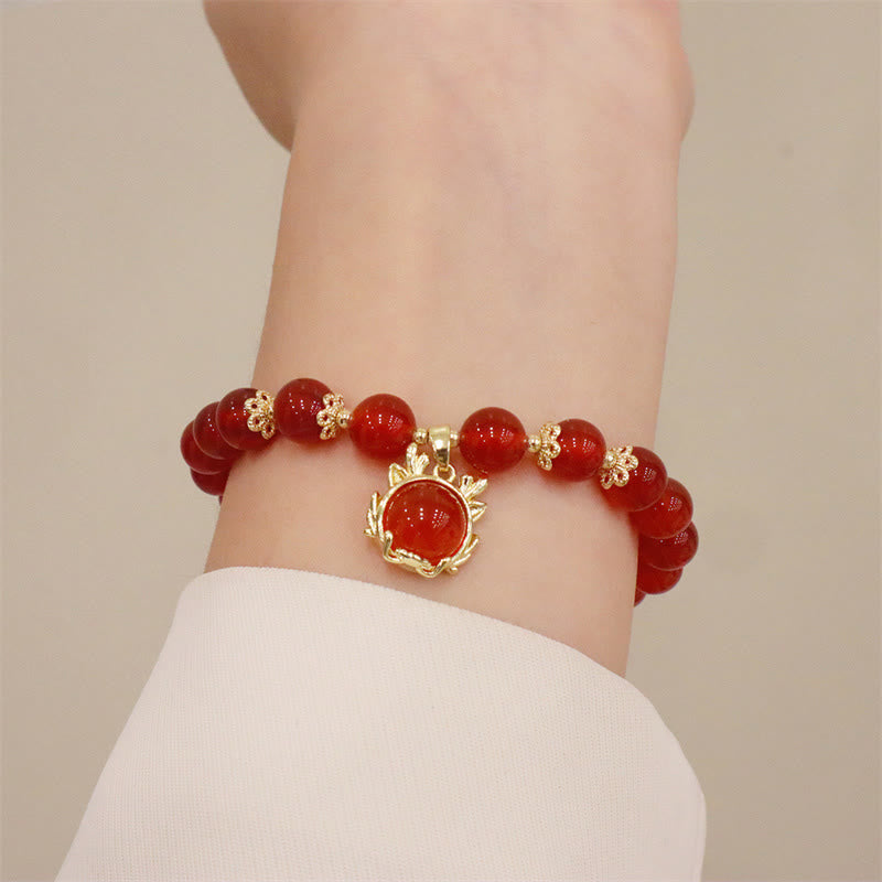Year of the Dragon Red Agate Jade Peace Buckle Fu Character Success Bracelet