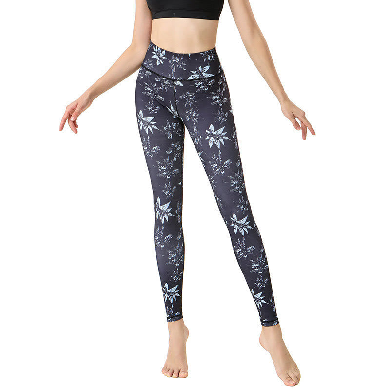 Earthy Botanical Print High-Waist Yoga Leggings