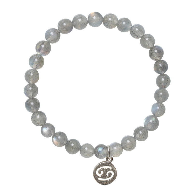 Celestial Moonstone Beaded Bracelet with 12 Zodiac Constellations