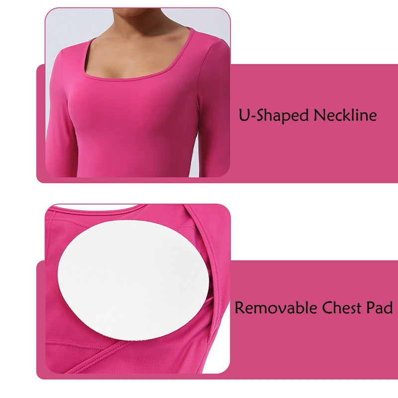 Women Long Sleeve Backless Jumpsuit Sports Fitness Yoga Bodysuit