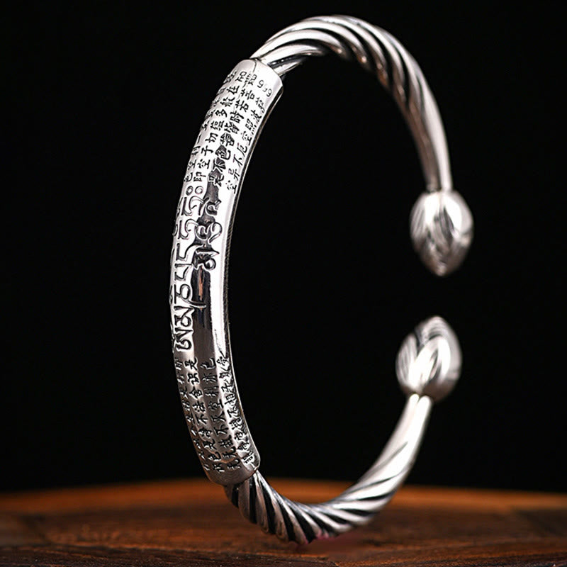 Tibetan Om Mani Padme Hum Heart Sutra Purity Cuff Bracelet