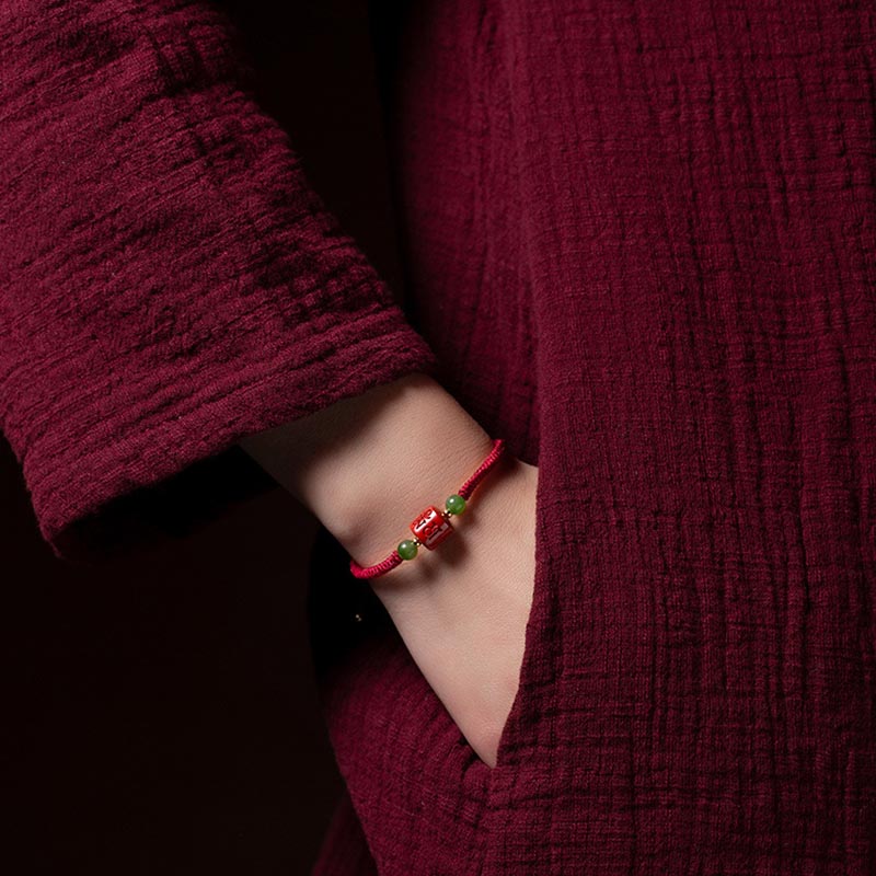Braided Cinnabar Om Mani Padme Hum Mantra Red String Bracelet
