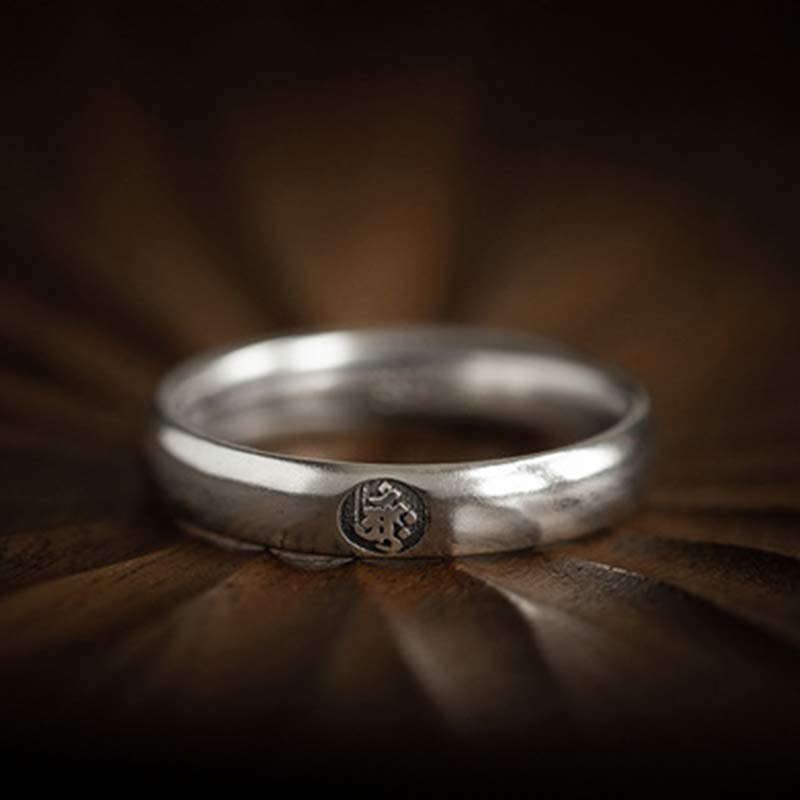 Chinese Zodiac Natal Buddha Couple Silver-plated Ring