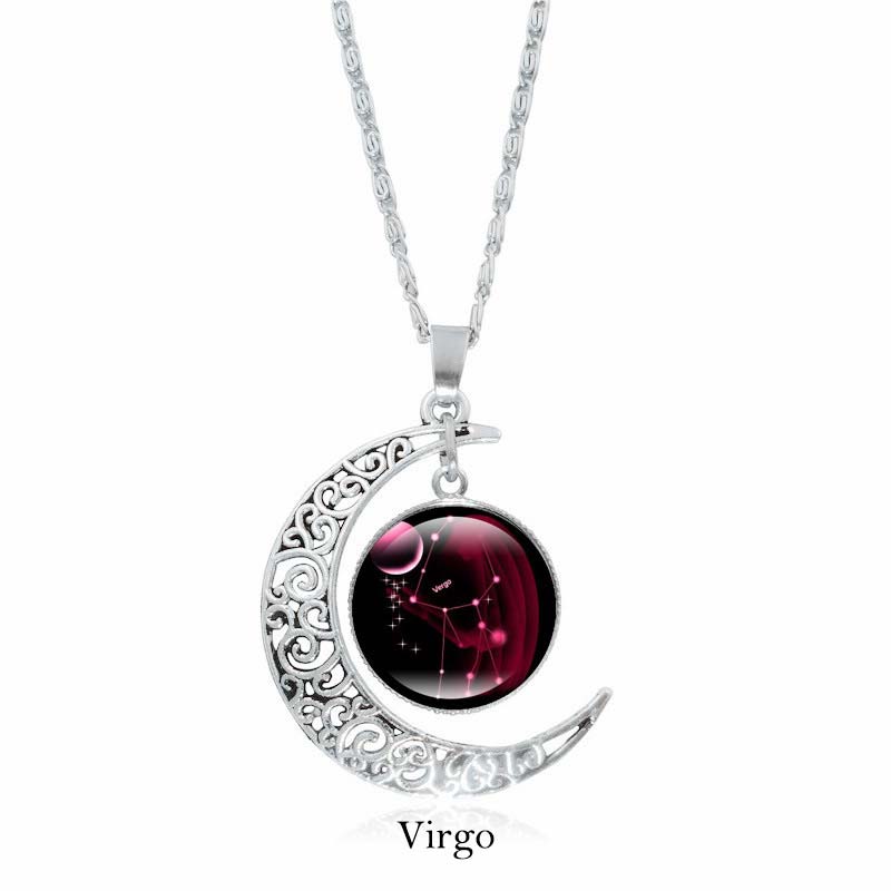 12 Constellations of the Zodiac Moon Protection Necklace Chain Pendant