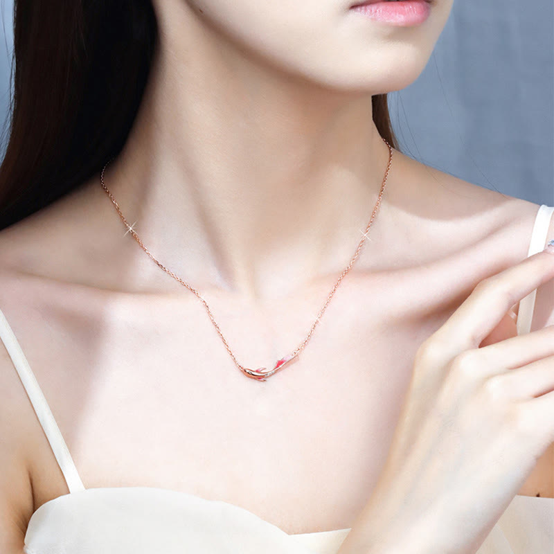 925 Sterling Silver Koi Fish Luck Zircon Prosperity Necklace Pendant