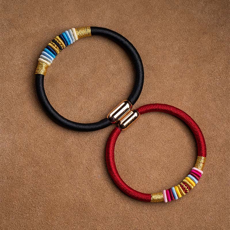 Hand-Braided Tibetan Vajra Knot Red String Bracelet with Magnetic Buckle