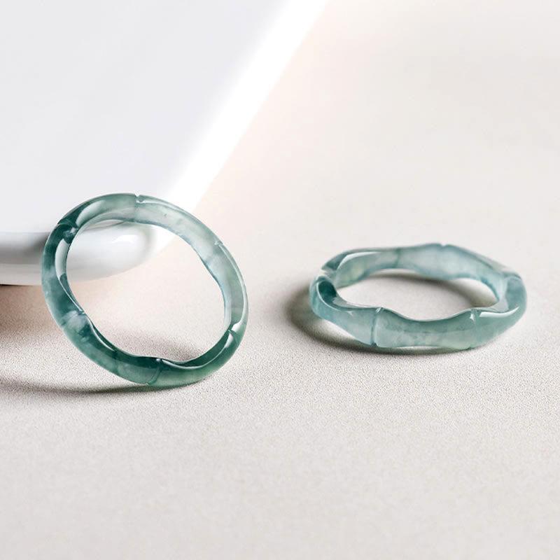 Natural Jade Bamboo Prosperity Abundance Ring