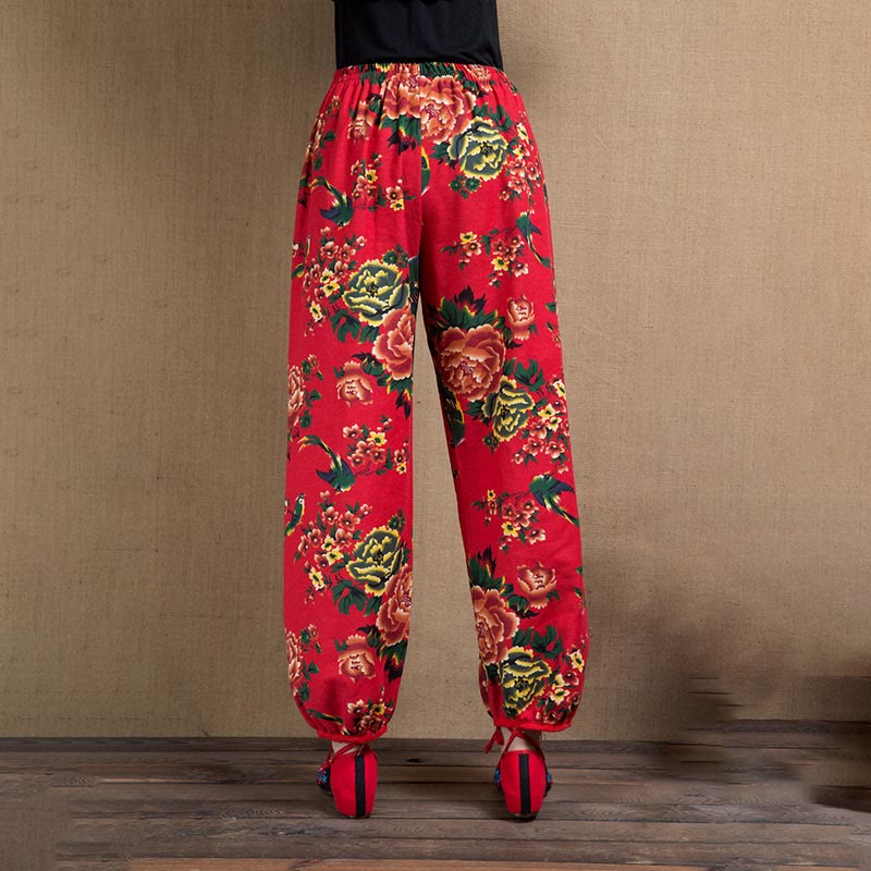 Breathable Floral Meditative Harem Pants with Pockets