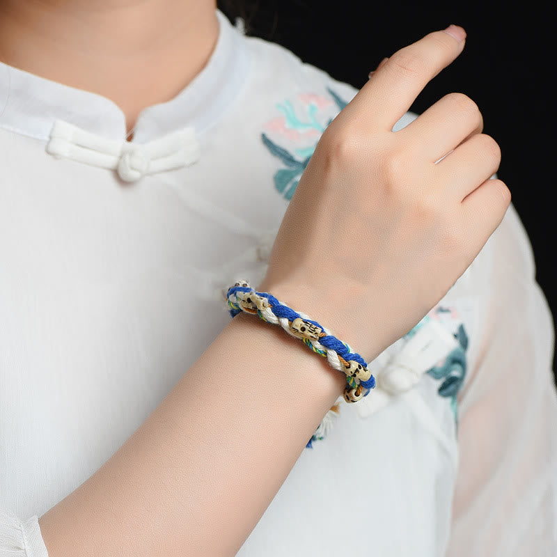 Tibetan Zakiram Goddess of Wealth Bead Engraved Handmade Luck Bracelet