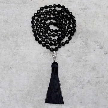 108 Mala Black Onyx 8mm Beads Handmade Meditation Prayer Necklace Bracelet