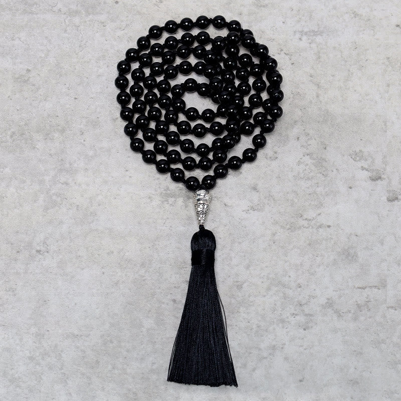 108 Mala Black Onyx 8mm Beads Handmade Meditation Prayer Necklace Bracelet