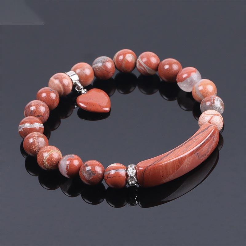 Natural Gemstone Heart Focal Beaded Bracelet for Emotional Balance