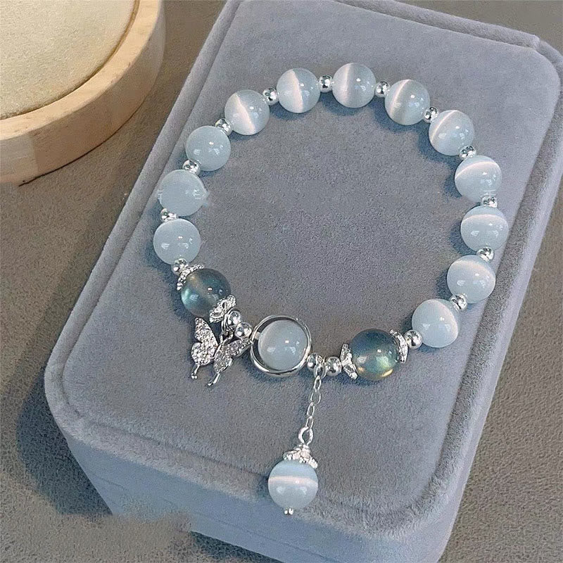 "Sending Luck and Inner Peace" Cat's Eye Butterfly Bracelet Includes Gift Message Card