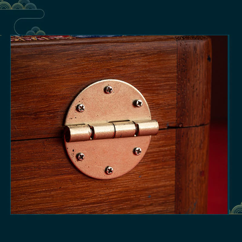 Retro Handmade Floral Rosewood Lockable Jewelry Storage Box & Keepsake Organizer