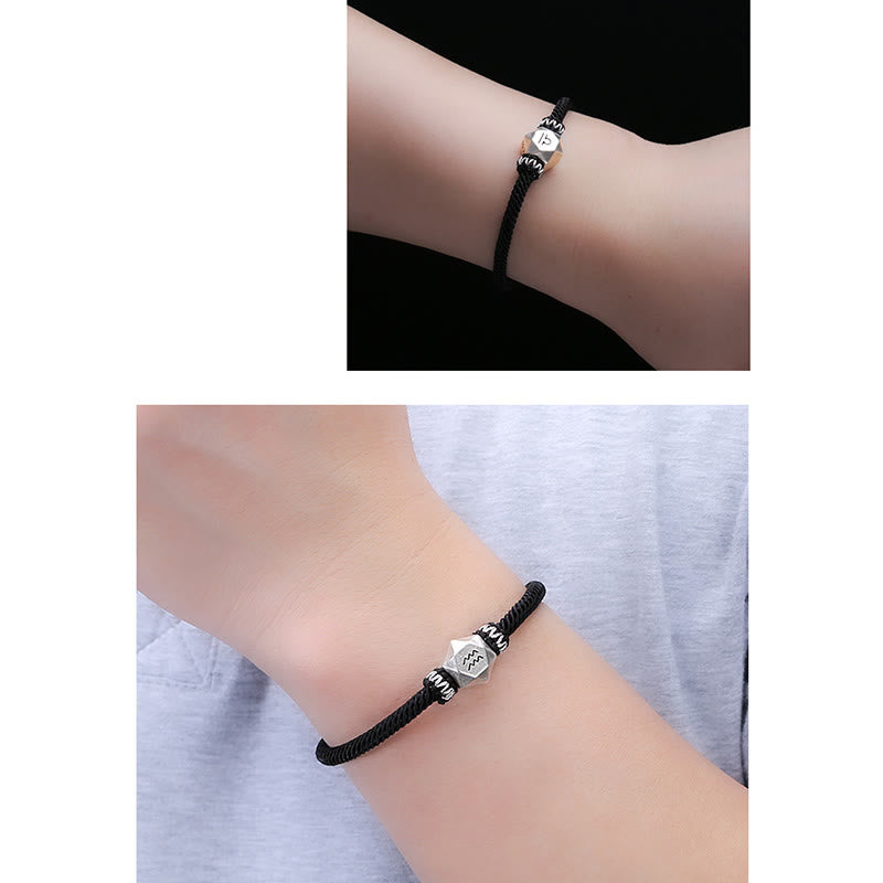 999 Sterling Silver 12 Constellations of the Zodiac Protection Handmade String Bracelet