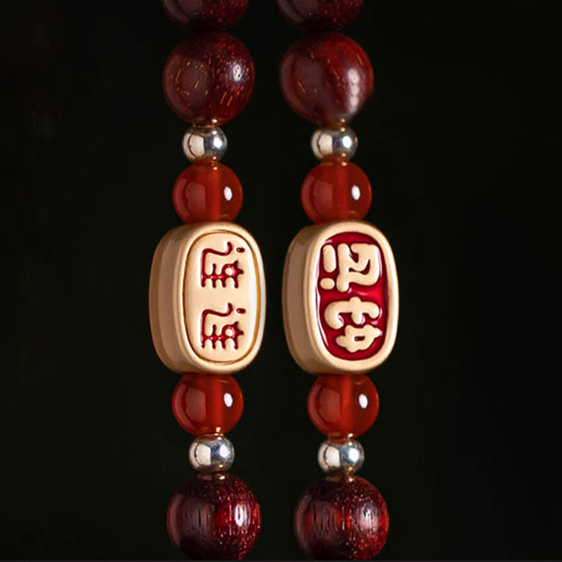Tibetan Small Leaf Red Sandalwood Lotus Cinnabar Sachet Protection Tassel Car Hanging Decoration