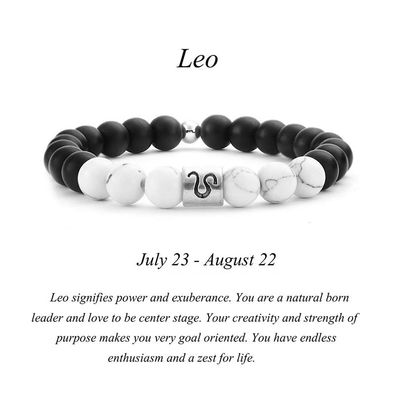 12 Constellations of the Zodiac Natural Frosted Stone White Turquoise Bead Fortune Bracelet
