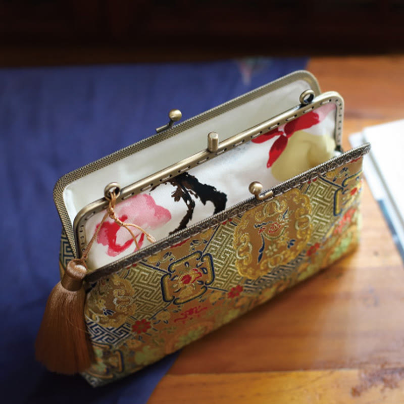 Vintage Geometry Flowers Metal Chain Crossbody Bag Shoulder Bag Handbag