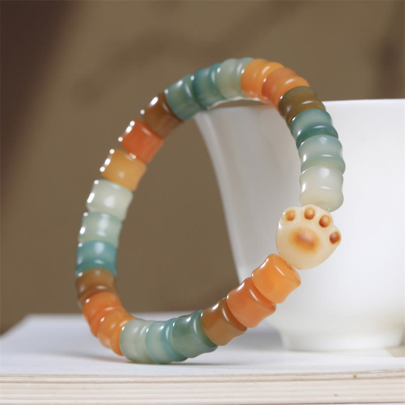 Colorful Bodhi Seed Cat Paw Wisdom Bracelet