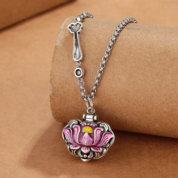 Tibet Copper Lotus Luck New Begining Necklace Pendant