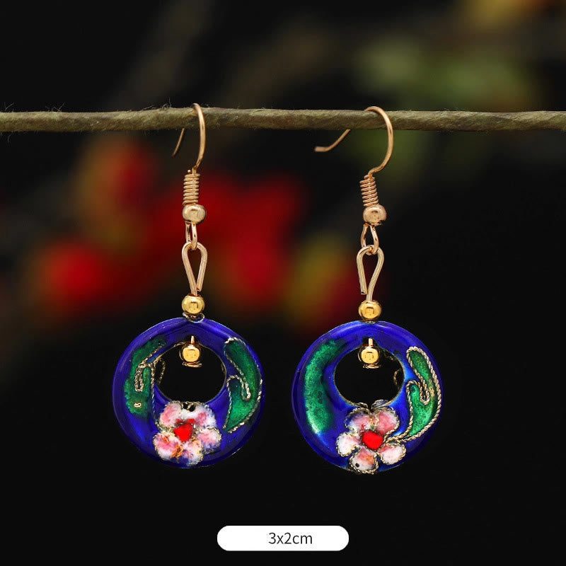 Artistic Copper Alloy Lotus Butterfly and Flower Motif Drop Earrings