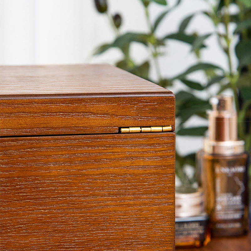 Retro Three-Layer Wooden Jewelry Storage Box & Organizer