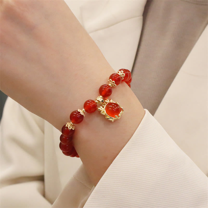 Year of the Dragon Red Agate Jade Peace Buckle Fu Character Success Bracelet