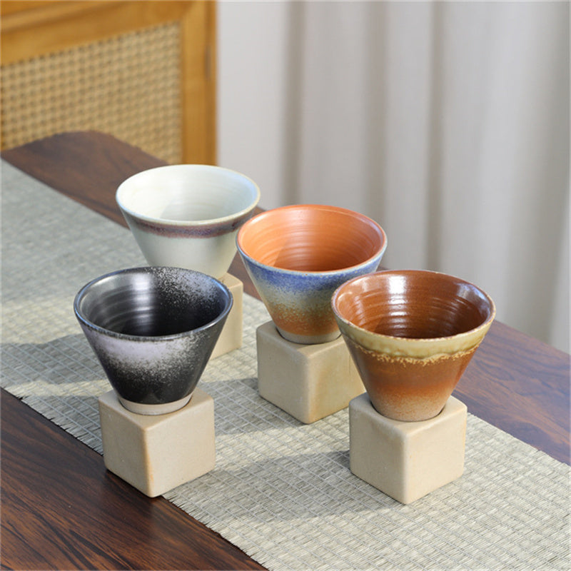 Vintage Gradient Ceramic Coffee Mug Tea Latte Espresso Coffee Cup With Base 200ml