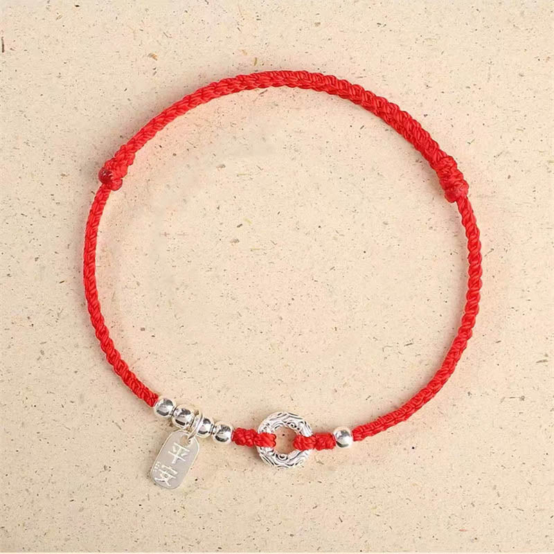 925 Sterling Silver Auspicious Clouds Peace Buckle Safe And Sound Bracelet Anklet