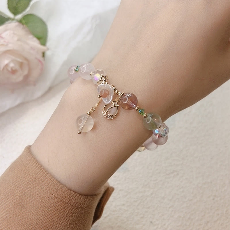 Natural Clear Quartz and Floral Gemstone Bracelet for Emotional Clarity