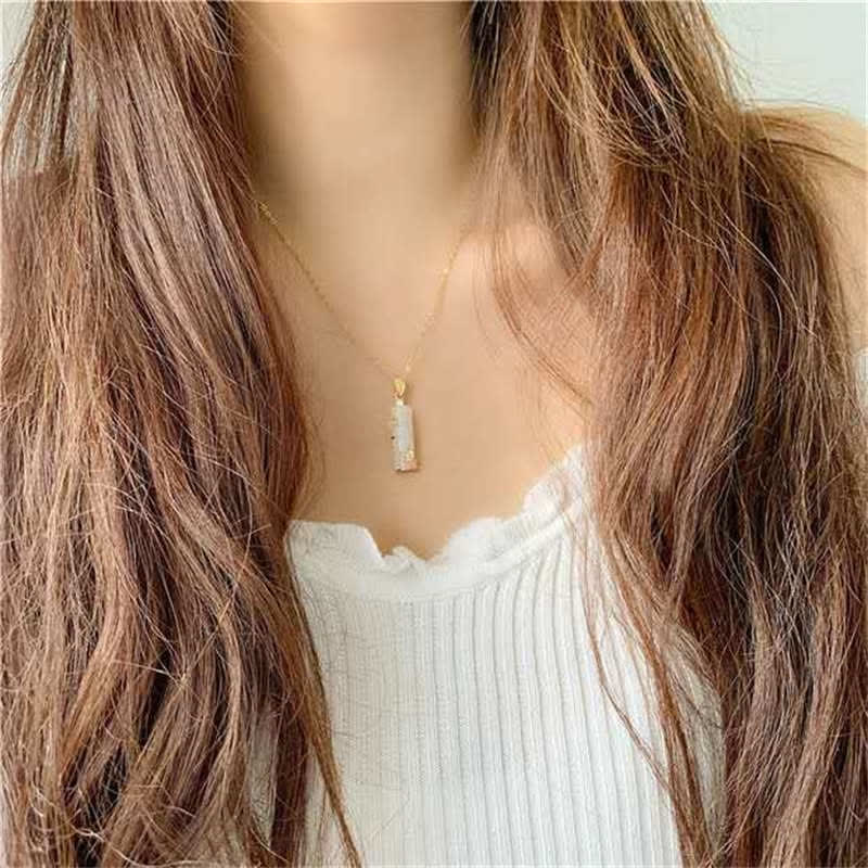 White Jade Cyan Jade Bamboo Luck Protection Necklace Pendant