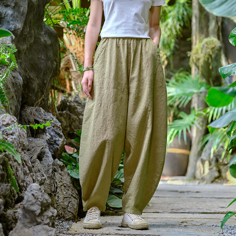 Solid Color Loose Yoga Harem Pants With Pockets