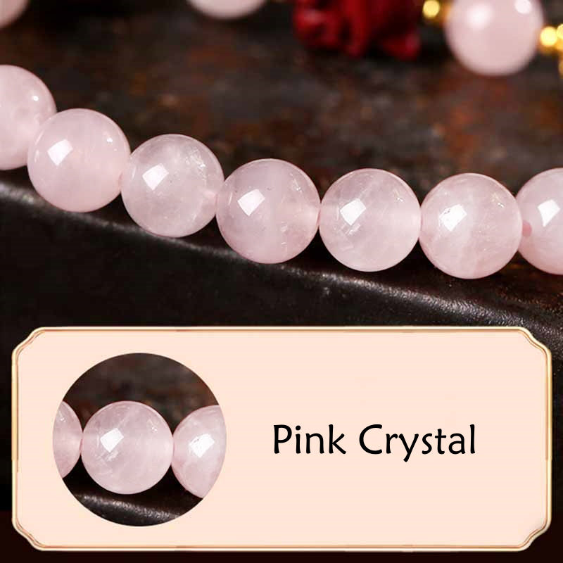 Natural Rose Quartz and Cinnabar Nine-Tailed Fox Totem Beaded Bracelet