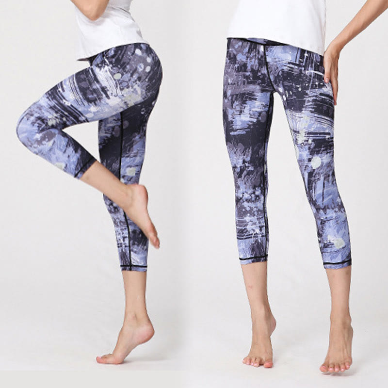 Breathable Sakura Print Mindful Movement Yoga Capri Pants