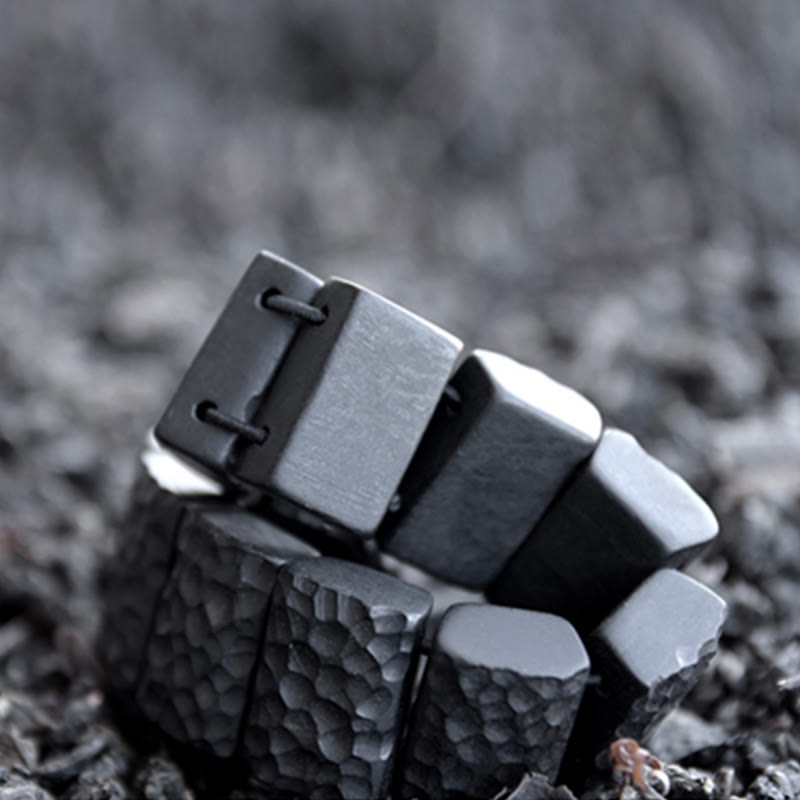 Vintage Ebony Wood Texture Peace Couple Bracelet